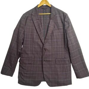 Bonobos 44L Athletic Fit Wool Sport Coat Blazer Purple Plaid Windowpane